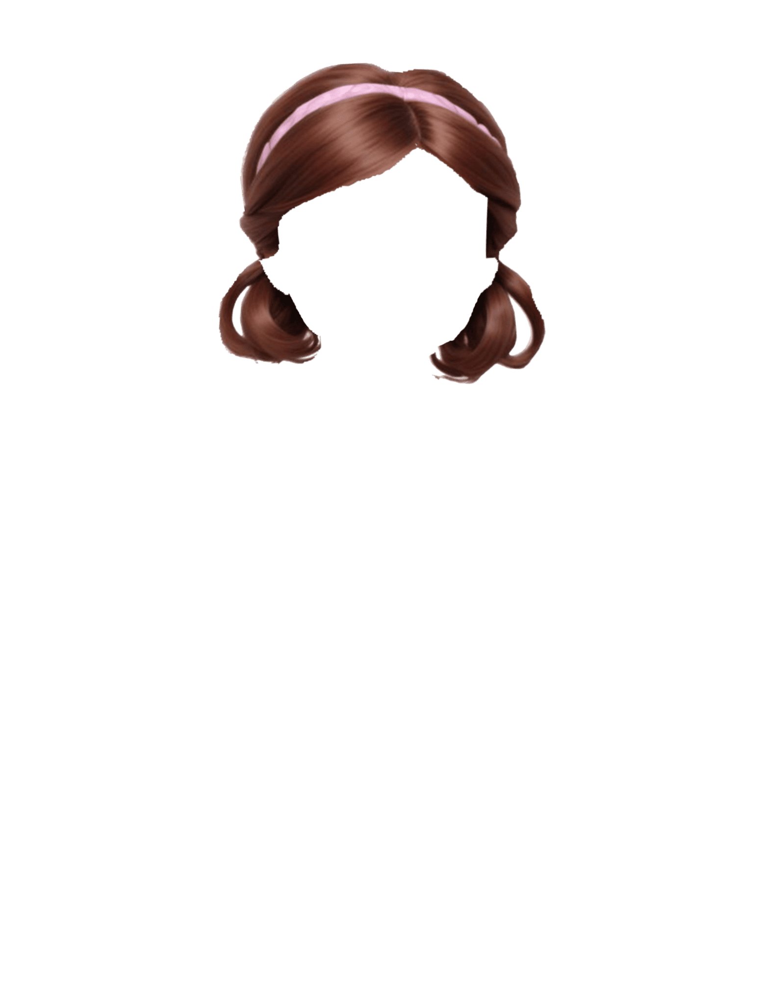 Brown pigtails with pink headband